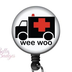 Wee Woo EMT Ambulance Badge Reel